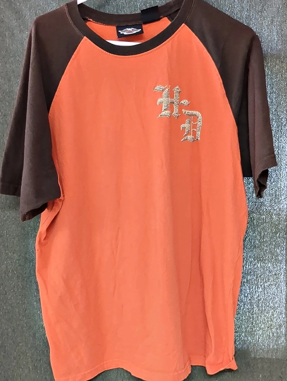 Harley-Davidson Orange & Brown Raglan Tee XL